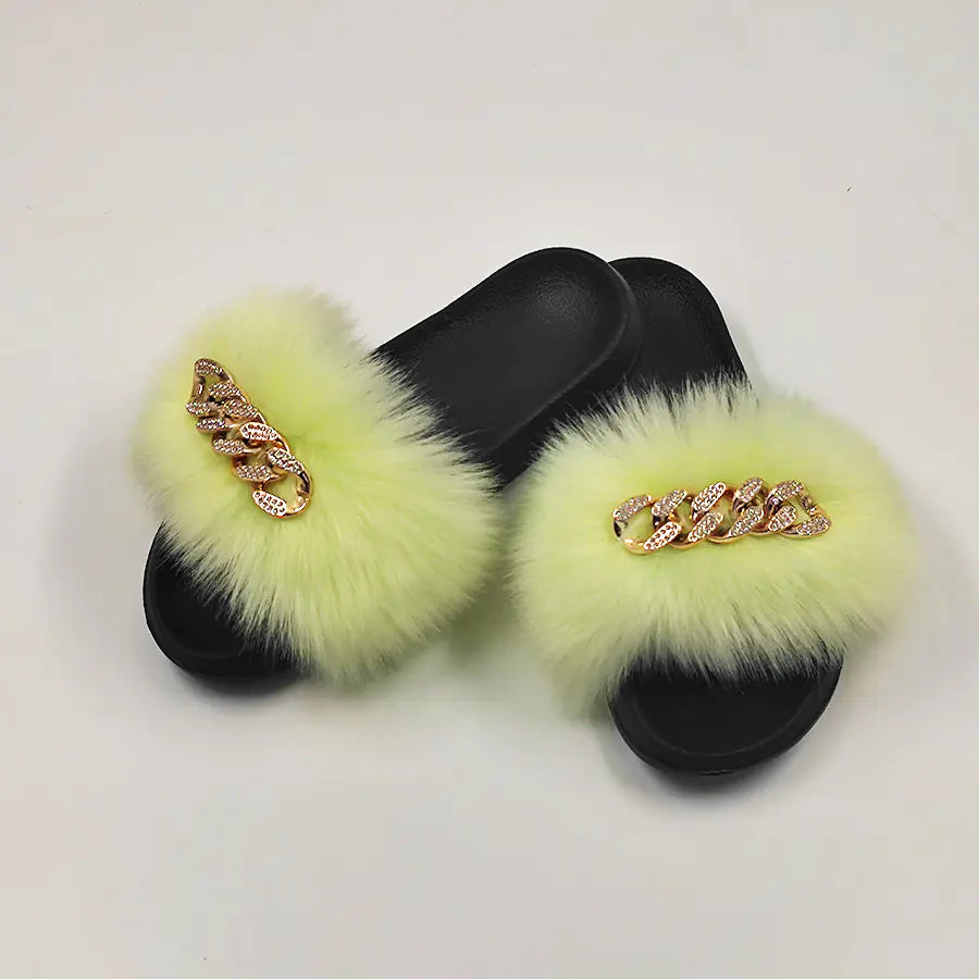 Plush Imitation Fox Fur Flip Flops Fashion Slippers Rieworkes
