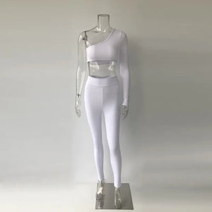 Women’s Yoga Set: One-Shoulder Top & Leggings Mimarta