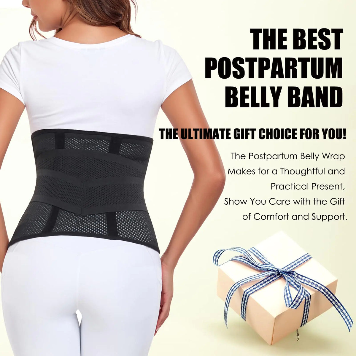 Postpartum Belly Band – Postpartum Belly Wrap, Abdominal Binder Post Surgery C-section Recovery Support Belt After Birth Brace, Slimming Girdles (Midnight Black, L) Midnight Black Rieworkes