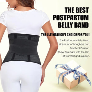 Postpartum Belly Band – Postpartum Belly Wrap, Abdominal Binder Post Surgery C-section Recovery Support Belt After Birth Brace, Slimming Girdles (Midnight Black, L) Midnight Black Rieworkes