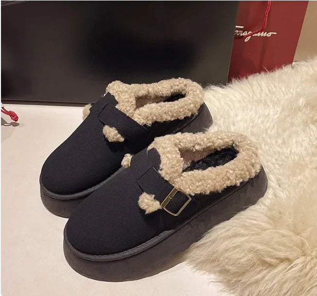 Lux Plush Women's Retro Platform Winter Slippers Rieworkes