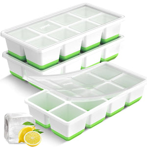 VEHHE Large Ice Cube Molds Stackable Whiskey Ice Cubes Mold Easy Release Ice Molds with Removable Lid for Cocktail Whiskey Juice (Green) Mimarta