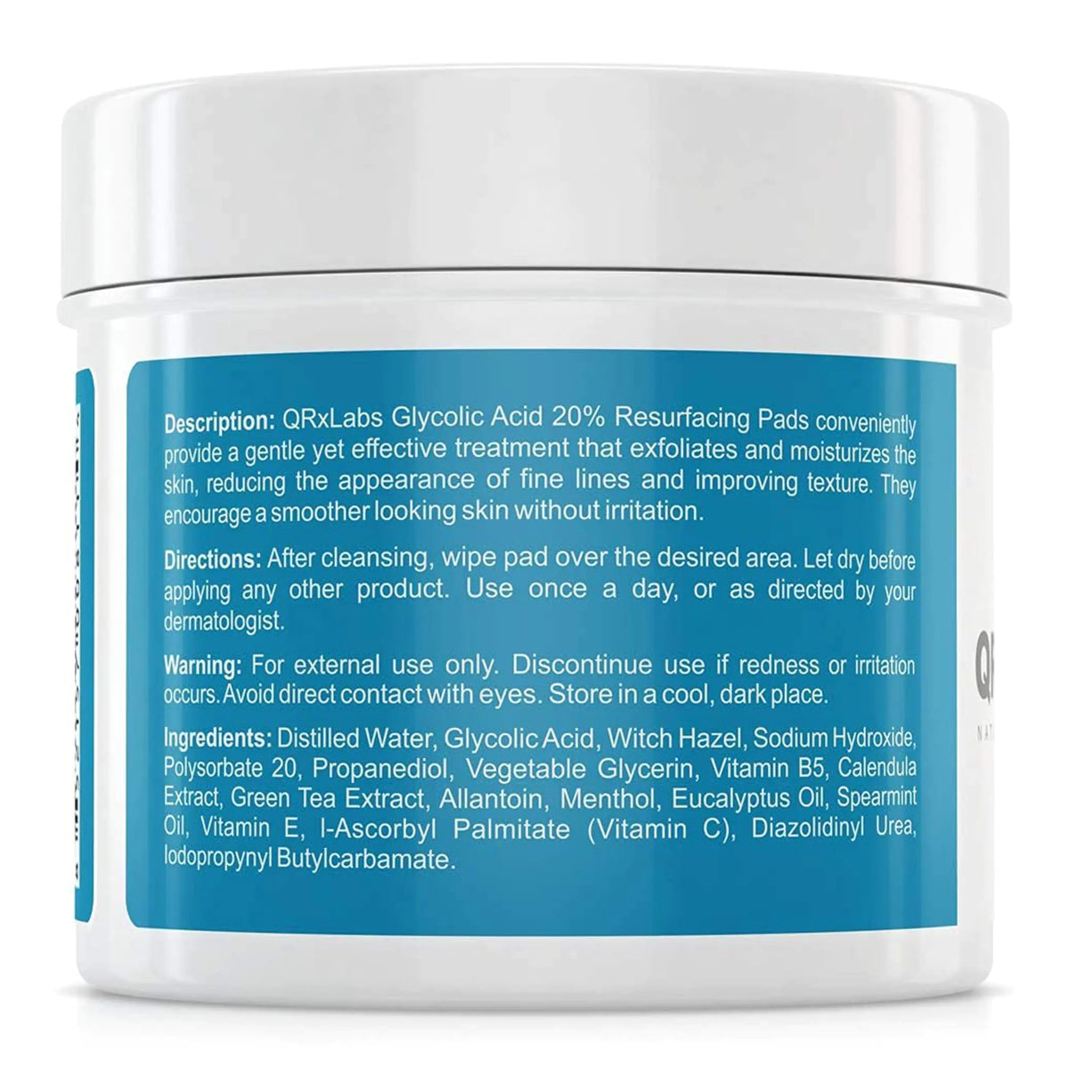Glycolic Acid 20% Resurfacing Pads for Face & Body with Vitamins B5, C & E, Green Tea, Calendula, Allantoin - Exfoliates Surface Skin and Reduces Fine Lines and Wrinkles - Peel Pads - 2PK Resurfacing Pads 2 Pack Rieworkes