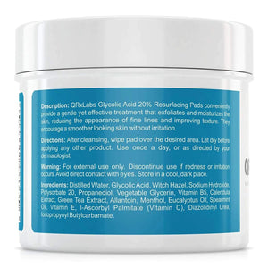 Glycolic Acid 20% Resurfacing Pads for Face & Body with Vitamins B5, C & E, Green Tea, Calendula, Allantoin - Exfoliates Surface Skin and Reduces Fine Lines and Wrinkles - Peel Pads - 2PK Resurfacing Pads 2 Pack Rieworkes