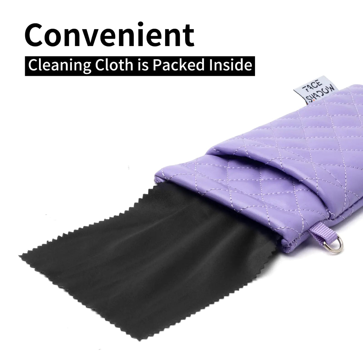 Face Shadow Double Glasses Case Soft Eyeglass Case For Women Men Squeeze Top Sunglasses Case With Cleaning Cloth Pu Purple Rieworkes
