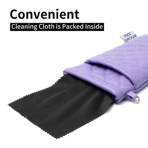 Face Shadow Double Glasses Case Soft Eyeglass Case For Women Men Squeeze Top Sunglasses Case With Cleaning Cloth Pu Purple Rieworkes
