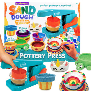 Made By Me! Sand Dough Sculpt & Paint Creations! Pottery Press Sand Dough Bowl Kit Paint & Create Your Own Pottery Mess-Free Pottery Kit for Kids Great Arts & Craft Activity for Ages 6 7 8 9 Mimarta