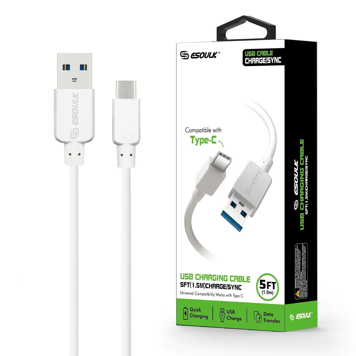 Esoulk 5ft Faster Speed Charging Cable Type-C Rieworkes