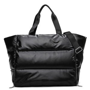 Barsine Puffer Tote Bag for Women Large Puffy Shoulder Handbag Lightweight Yoga Bag with Wet Pocket for Travel Gym Black Mimarta