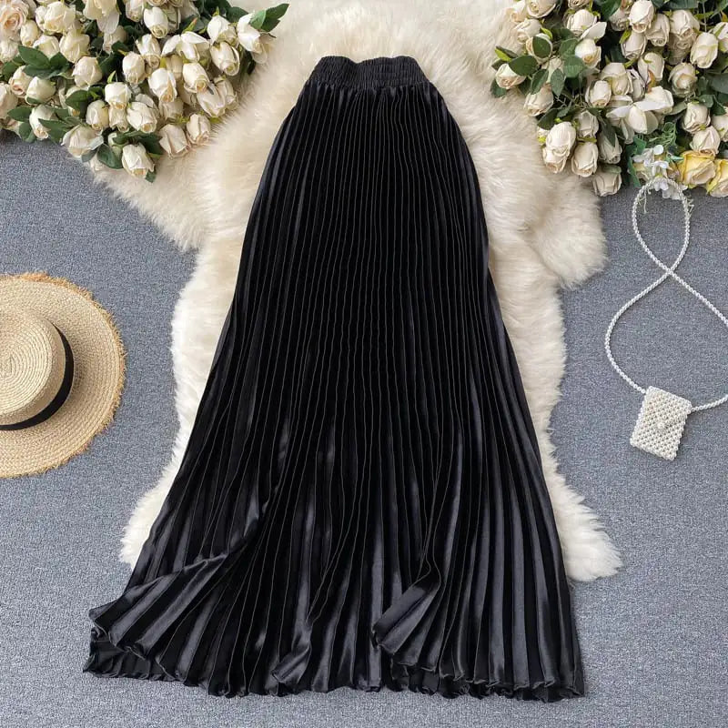 Trendy Light Luxury Pleated Mid-length Skirt Mimarta