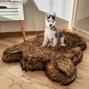 IHAPPYDOG Luxury Faux Fur Orthopedic Dog Bed Memory Foam Dog Bed for Small Medium Large and XL Pets Fluffy Pet Rug with Waterproof and Washable Cover Brown Medium (40x25”) Mimarta