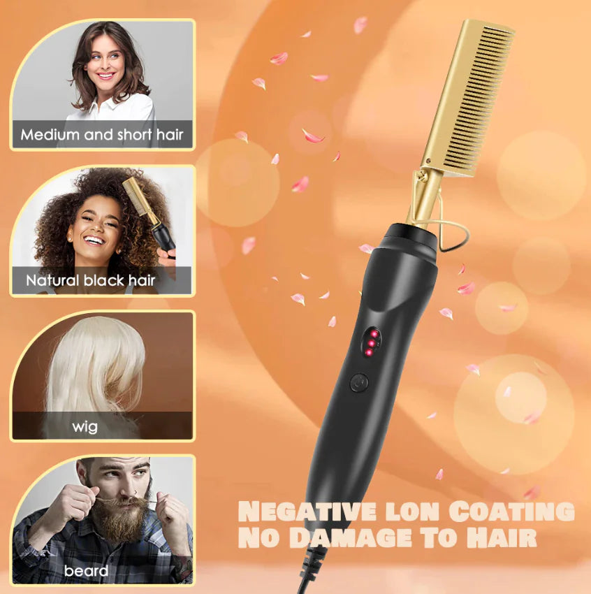 Hair Straightener Comb Pro Electric Beard Straightening Comb Heat Hot Comb Press Rieworkes