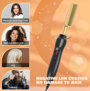 Hair Straightener Comb Pro Electric Beard Straightening Comb Heat Hot Comb Press Rieworkes