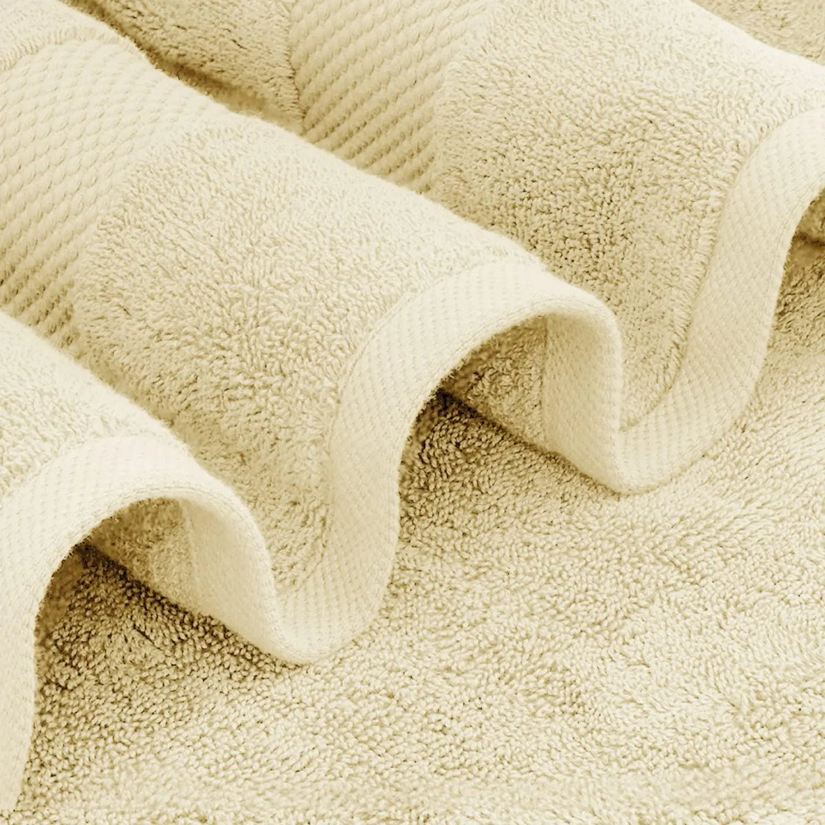 Luxury Beige Bath Towel Set 8 Pcs Combed Cotton Hotel Quality Absorbent Beige Rieworkes