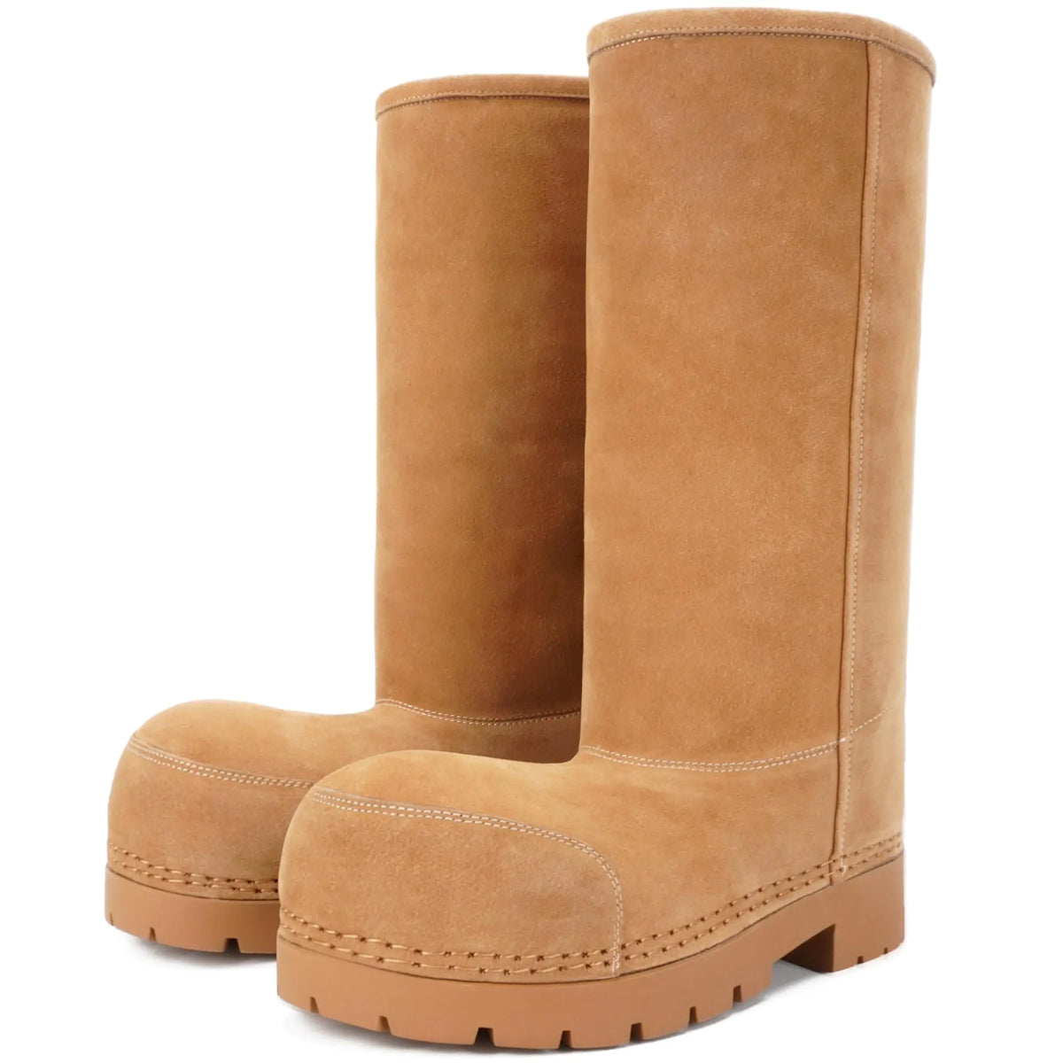 LACIKOSZ Faux Suede Platform Fuzzy Snow Boots Round Toe Hippy Winter Boots Slip On Knee High Chunky Heel Fur Tall Boots for Women Mimarta