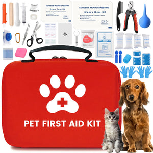 Generic Dog First Aid Kit Pet First Aid Kit for Dogs and Cats Home Office Travel Car First Aid Kit Emergency Kit Dog Travel Kit for Hiking Dog Medical kit Emergency Survival Kit Red Mimarta
