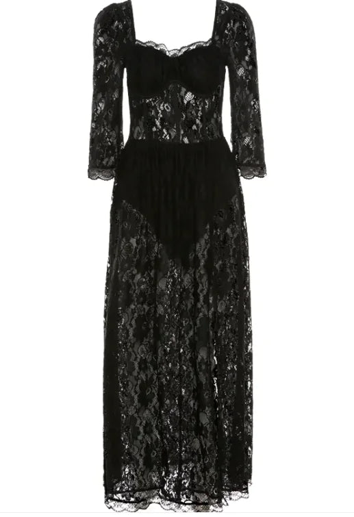 French Lace Square Neck Dress Rieworkes