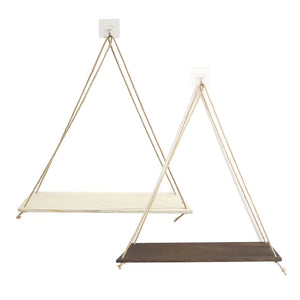 Wall-Mounted Wooden Shelf with Decorative Rope Planter Mimarta