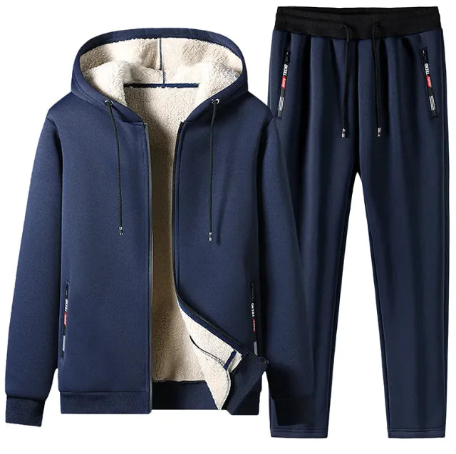 Men's Winter Plush Fleece Jacket & Jogger Set Mimarta
