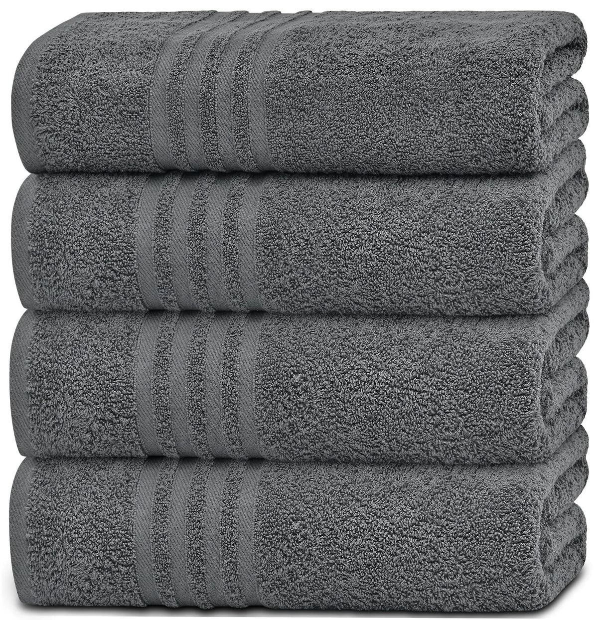 Wealuxe Grey Bath Towels Set of 4 Cotton 27x54 Inch Body Towel for Hotel Gym Rieworkes