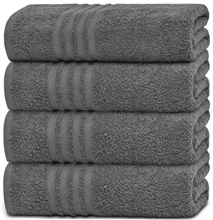 Wealuxe Grey Bath Towels Set of 4 Cotton 27x54 Inch Body Towel for Hotel Gym Rieworkes