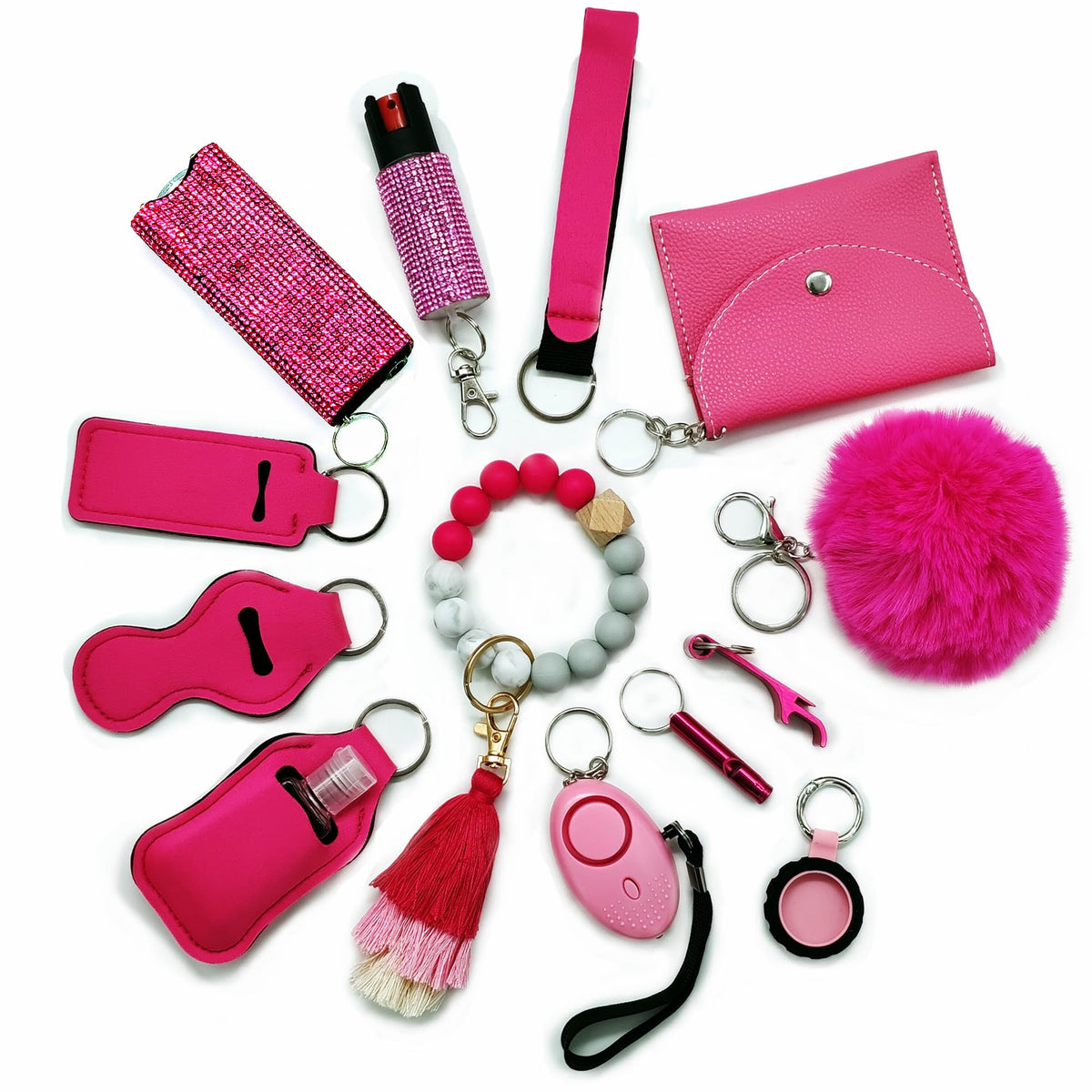 BATUMEYE Gift Set for Woman with Card Holder Wristlet Strap Whistle Travel Bottle Holder Bottle Opener(Pink) Mimarta