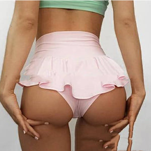 High Waist Ruffle Yoga Shorts for Hip Lift & Abs Mimarta
