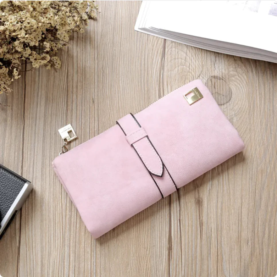 Women's Long Leather Wallet with Zipper Closure Rieworkes