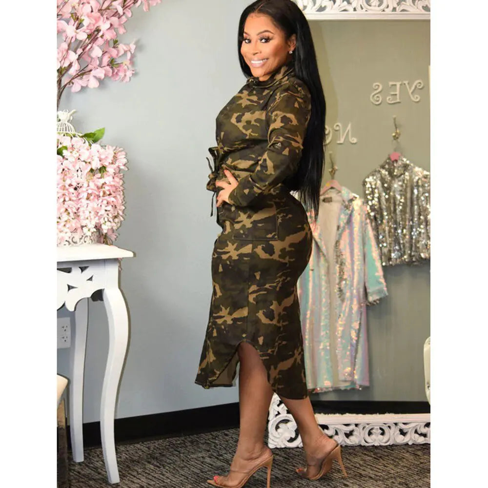 Casual Camouflage Long Dresses Rieworkes