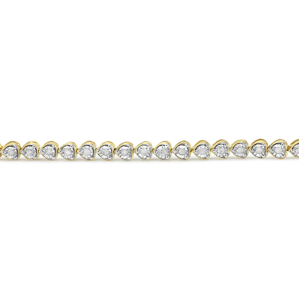 .925 Sterling Silver 1.0 Cttw Miracle Set Diamond Heart - Link 7" Tennis Bracelet (I - J Color, I2 - I3 Clarity) - Rieworkes