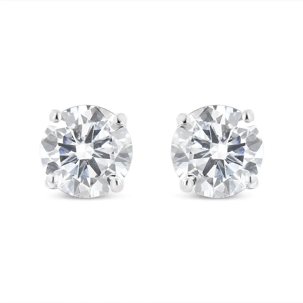 .925 Sterling Silver 1/2 Cttw Miracle Set Princess - cut Diamond Solitaire Stud Earrings (H - I Color, SI2 - I1 Clarity) - Rieworkes