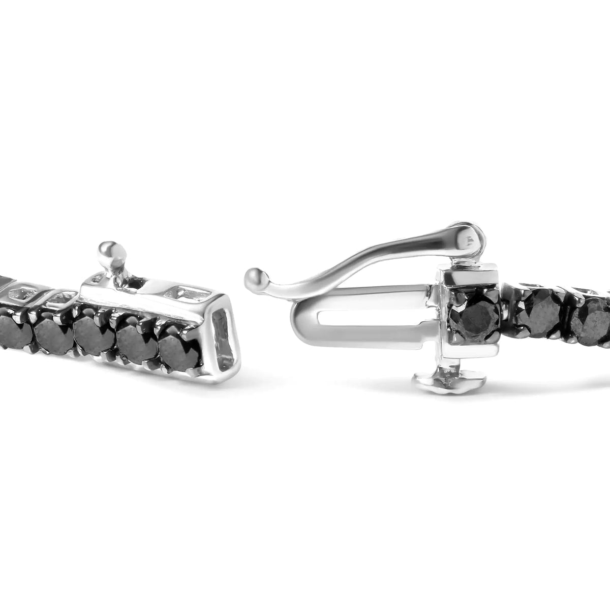 .925 Sterling Silver 4 - Prong Set Treated Black Round - Cut Diamond Classic Tennis Bracelet (Black Color, I2 - I3 Clarity) - 7.25" - Rieworkes