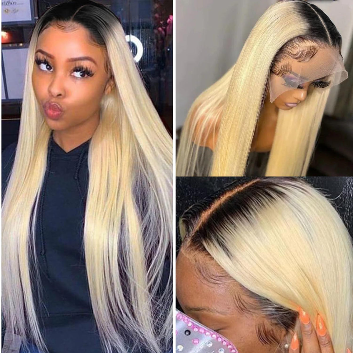 Valiilo 30 Inch Ombre Blonde Lace Front Wig Human Hair Straight 1B 613 Human Hair Wig 13x4 Glueless Lace Wig Human Hair Black Roots 613 Blonde Human Hair Wig 150% Density Mimarta