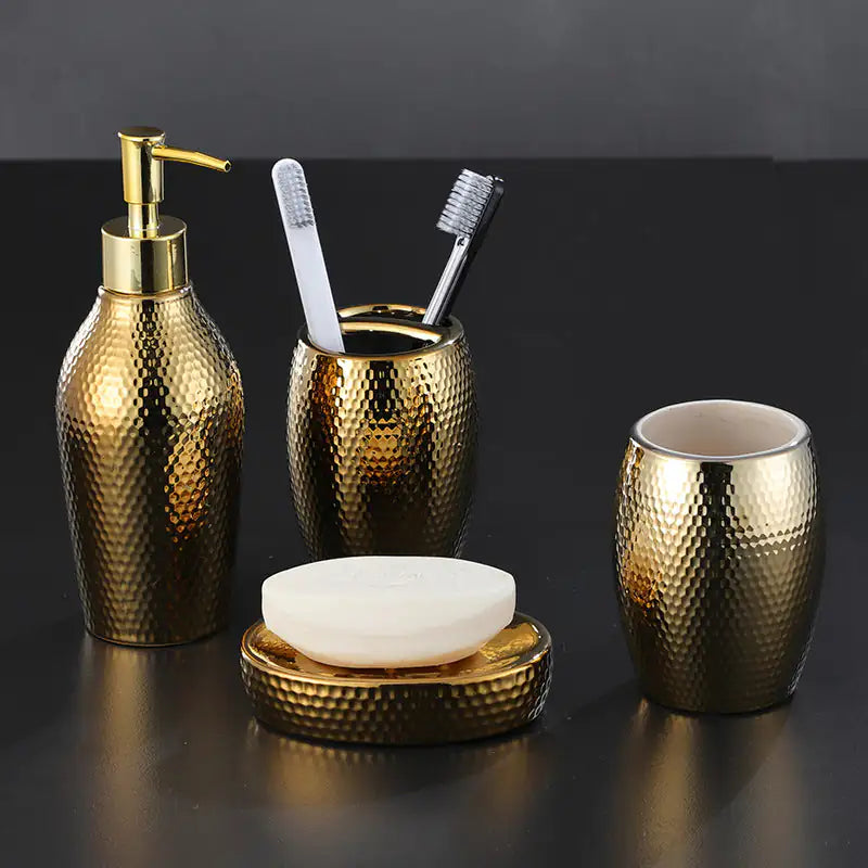 Golden Ceramic 4-Piece Bathroom Set Rieworkes
