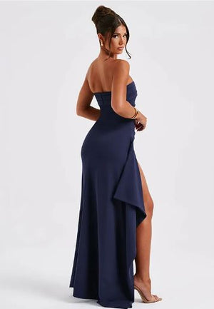 Strapless Asymmetrical High Split Maxi Dress Mimarta