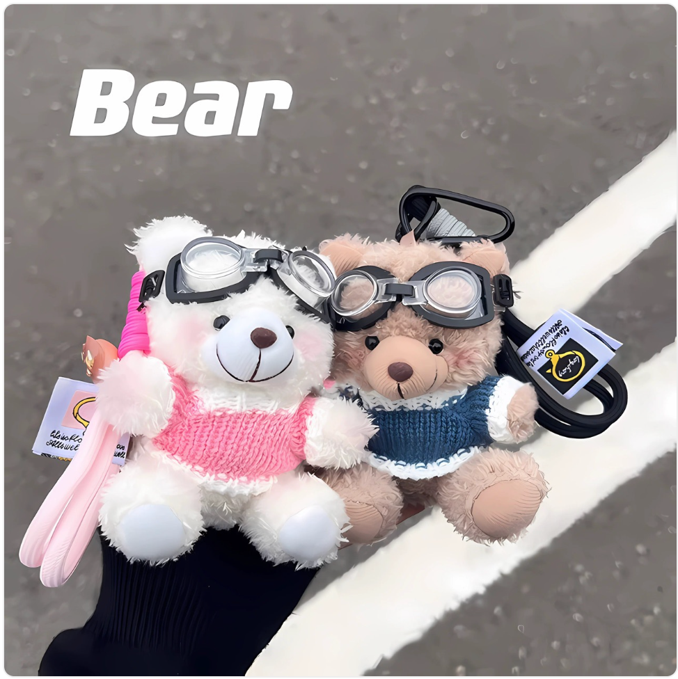 Cartoon Pilot Bear Plush Keychain Mimarta