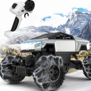 NQD RC Truck 1:14 Scale Big Cyber Truck Model Remote Control Truck 4WD Off Road Toy Rock Crawler RC Car with Alloy Shell Dual Motors LED Headlight 2.4GHz All Terrain Toy Car for Boy Kids Adults Mimarta