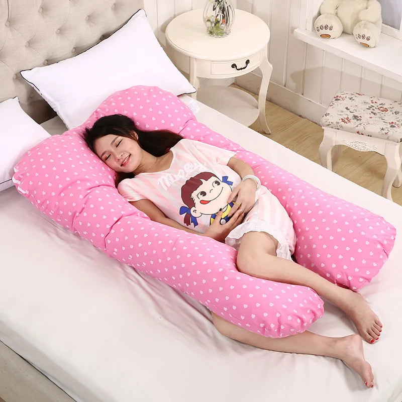 Sleeping Support Pillow For Pregnant Women Body PW12 100% Cotton Rabbit Print U Shape Maternity Pillows Pregnancy Side Sleepers Rieworkes
