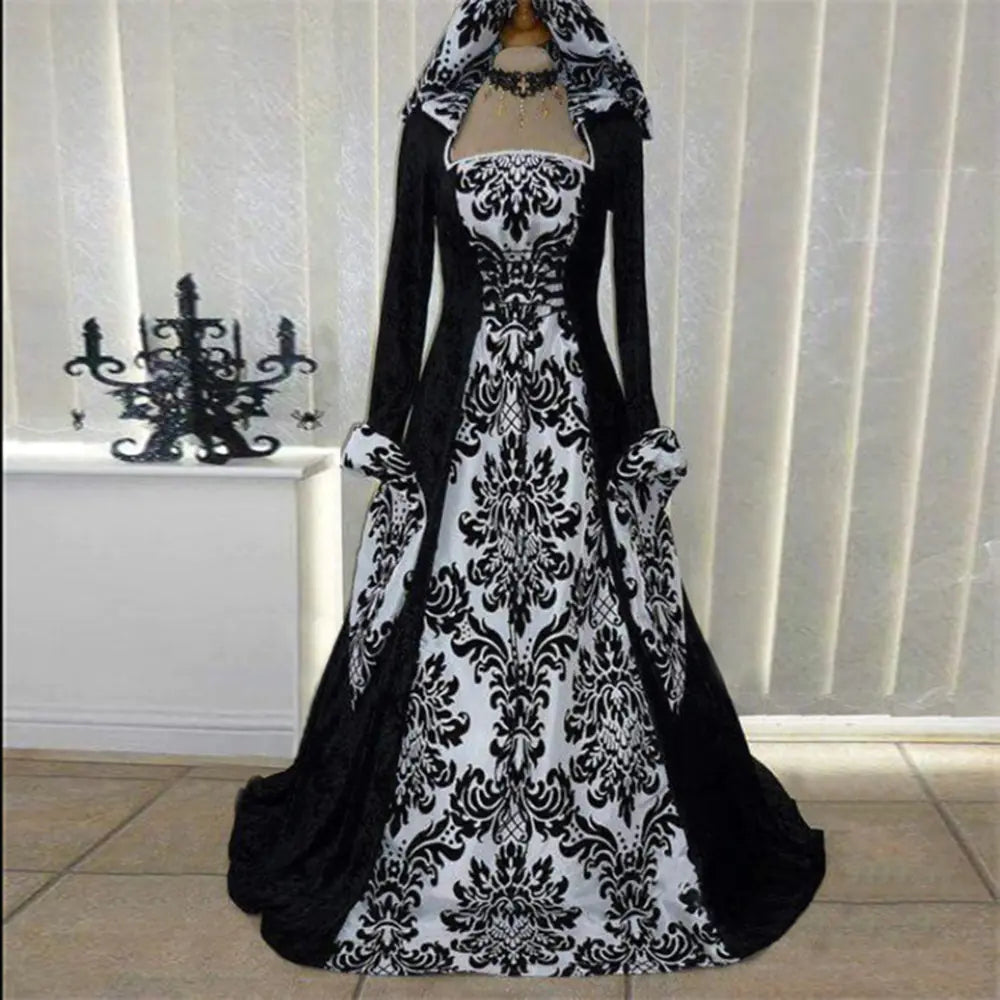 2019 Vintage Style Long Sleeve Hooded Dress Mimarta