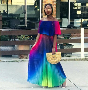 Gradient Pleated Sexy Dress Mimarta