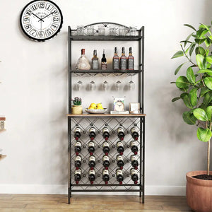 Tall Wine Holder Stand With Wine Glass Holder Rieworkes