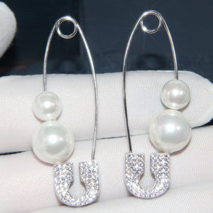 S925 Silver Earrings with Crystal Pearl Studs Mimarta