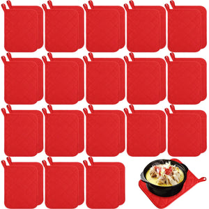 Hoolerry 20 Pieces Valentines Day Pot Holders with Pocket Sublimation Pot Holders Bulk 7x9 Cotton Pot Holders Oven Pot Holders with Hanging Loops Hot Pot Pads for Kitchen Cook Baking (Red) Rieworkes