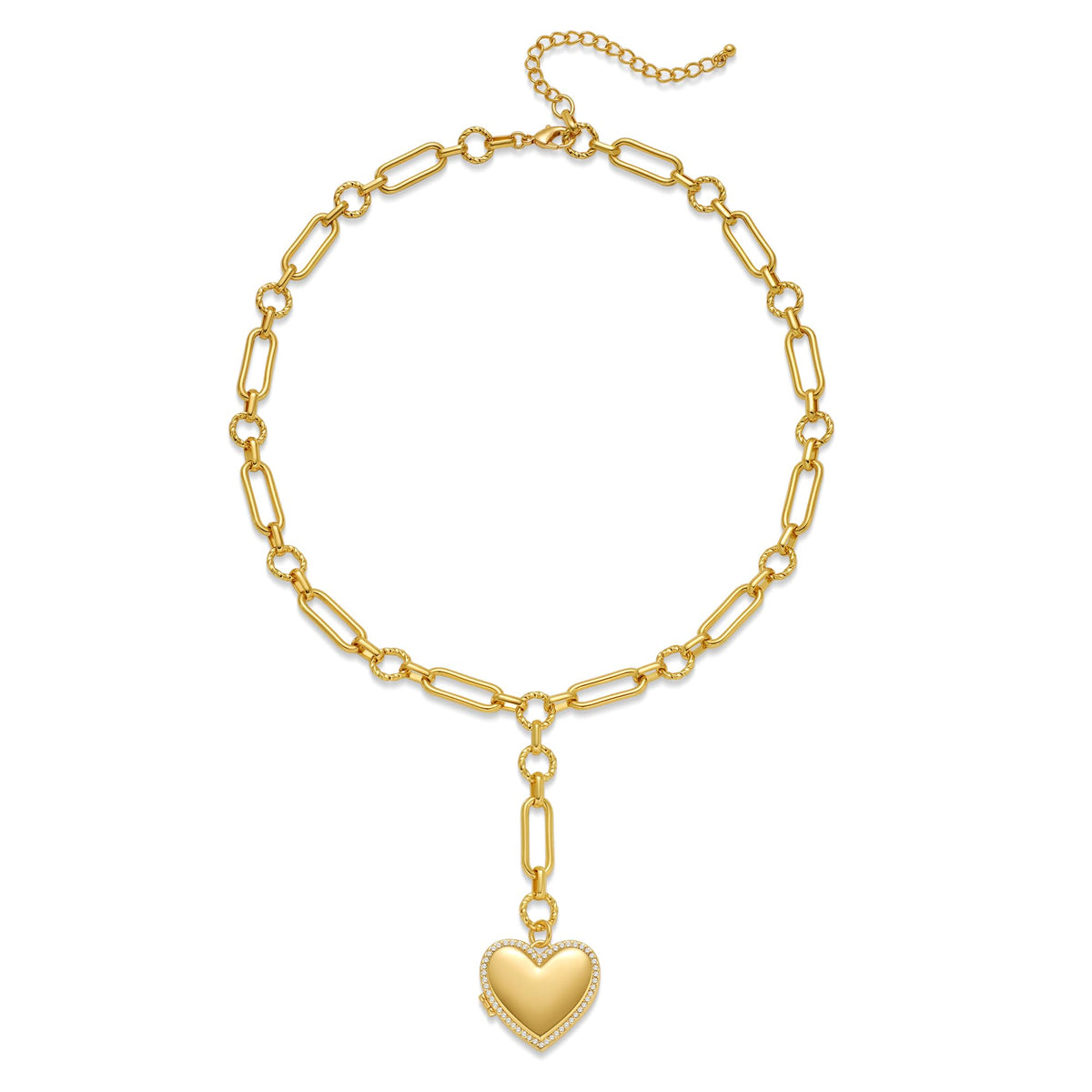 HolidayQbee Puffy Gold Necklaces For Women With Rhinestones Heart Pendant Puffy Heart Necklace Gold Chain Necklace Gold Heart Pendant Necklace Fashion Jewelry Mimarta