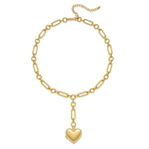 HolidayQbee Puffy Gold Necklaces For Women With Rhinestones Heart Pendant Puffy Heart Necklace Gold Chain Necklace Gold Heart Pendant Necklace Fashion Jewelry Mimarta