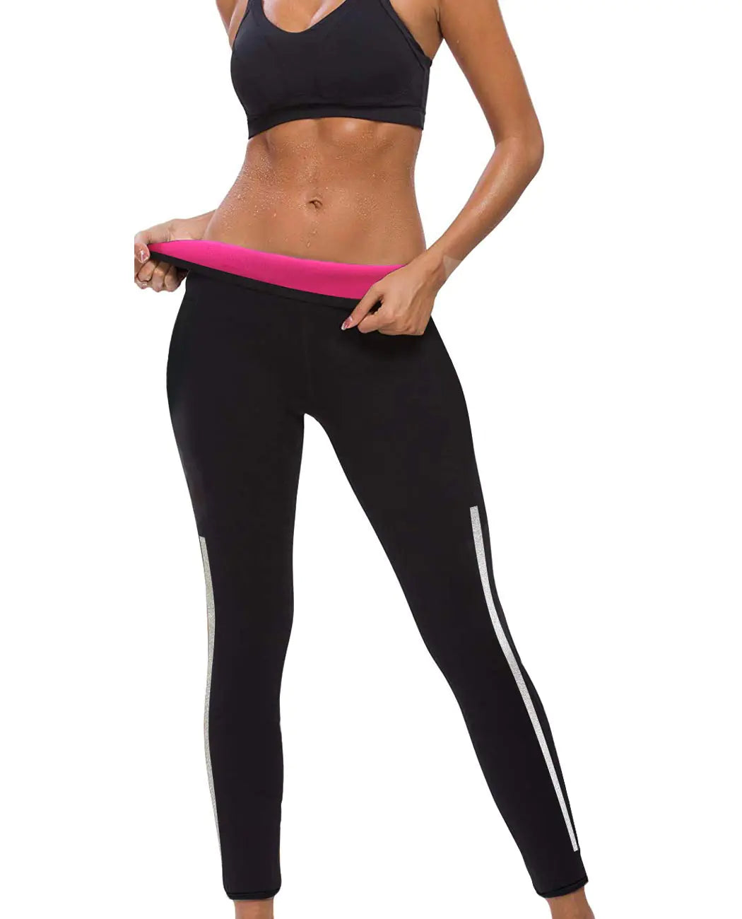 NonEcho Women Neoprene Sauna Sweat Pants High Waist Workout Leggings Tummy Control Fitness Tights with Side Pocket Black Mimarta