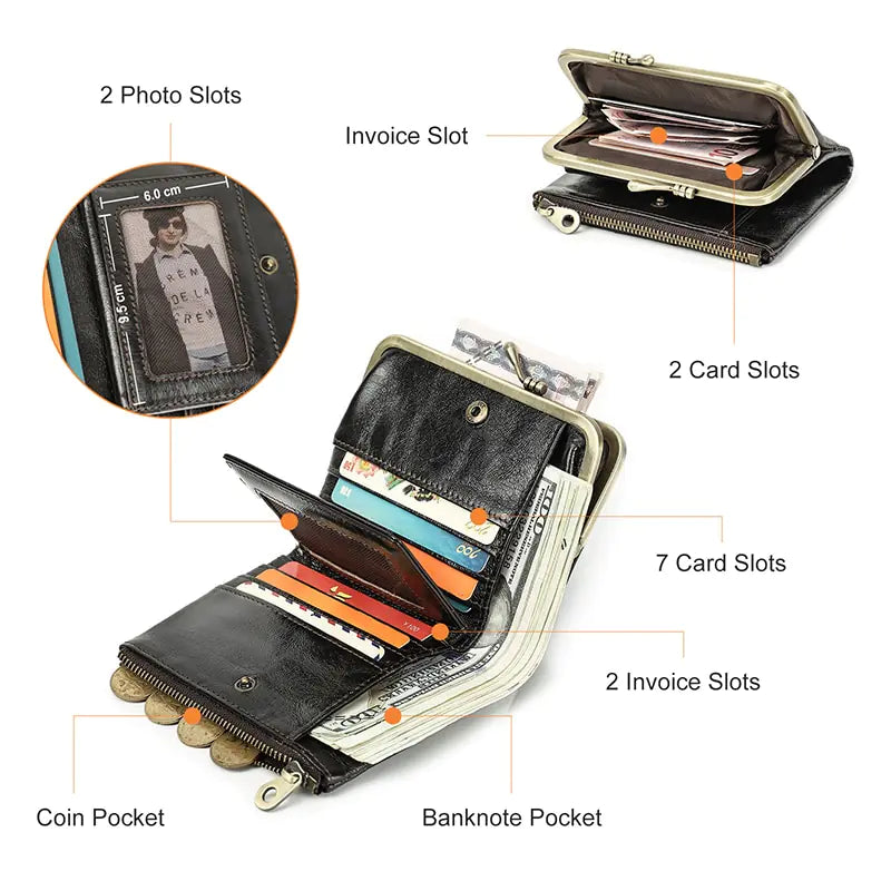 Genuine Leather Wallet Women Rieworkes