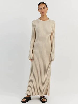 Ribbed Knit Maxi Dress: Elegant Autumn Style Rieworkes