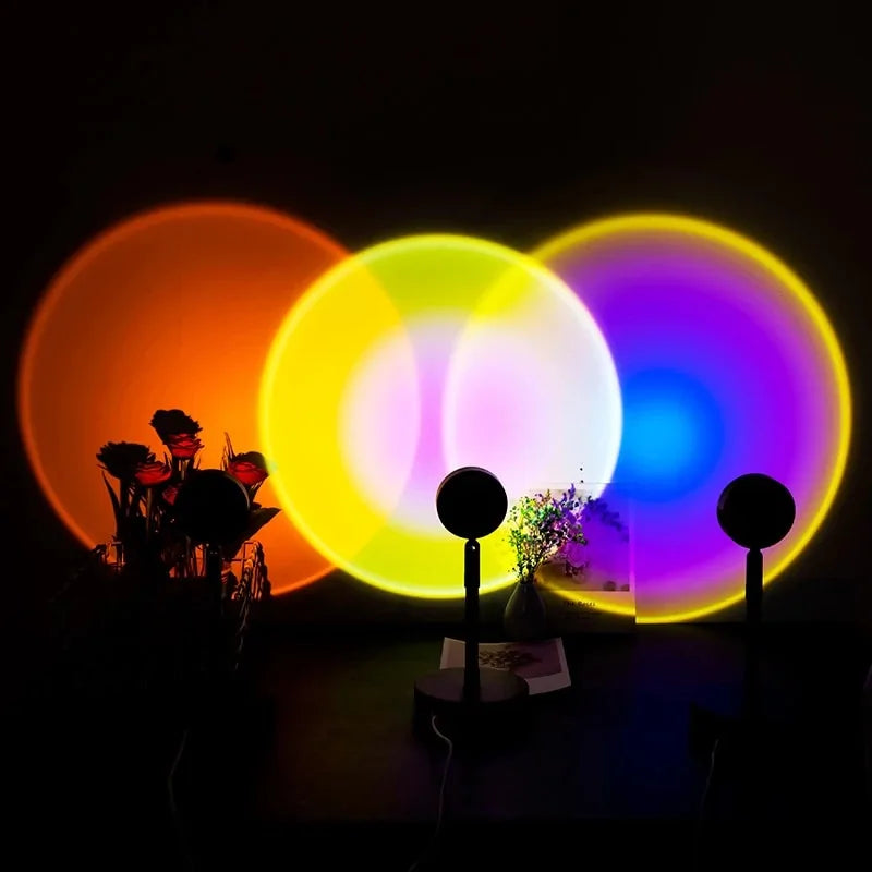 USB Rainbow Sunset Projector LED Night Light: Home Decor Lamp Rieworkes