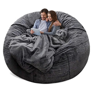 YudouTech Bean Bag Chair Cover(Cover OnlyNo Filler)Big Round Soft Fluffy PV Velvet Washable Bean Bag Lazy Sofa Bed Cover for AdultsLiving Room Bedroom Furniture Outside Cover5ft dark grey. Rieworkes
